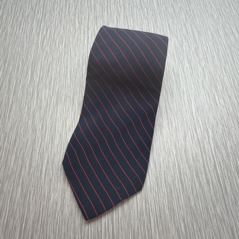 Valentino Silk Tie Red Blue Striped Regimental Italy Designer Classic